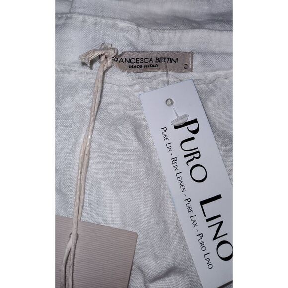 NWT FRANCESCA BETTINI 100% Linen short sleeve button up top. Made in Italy. Size - Picture 7 of 10